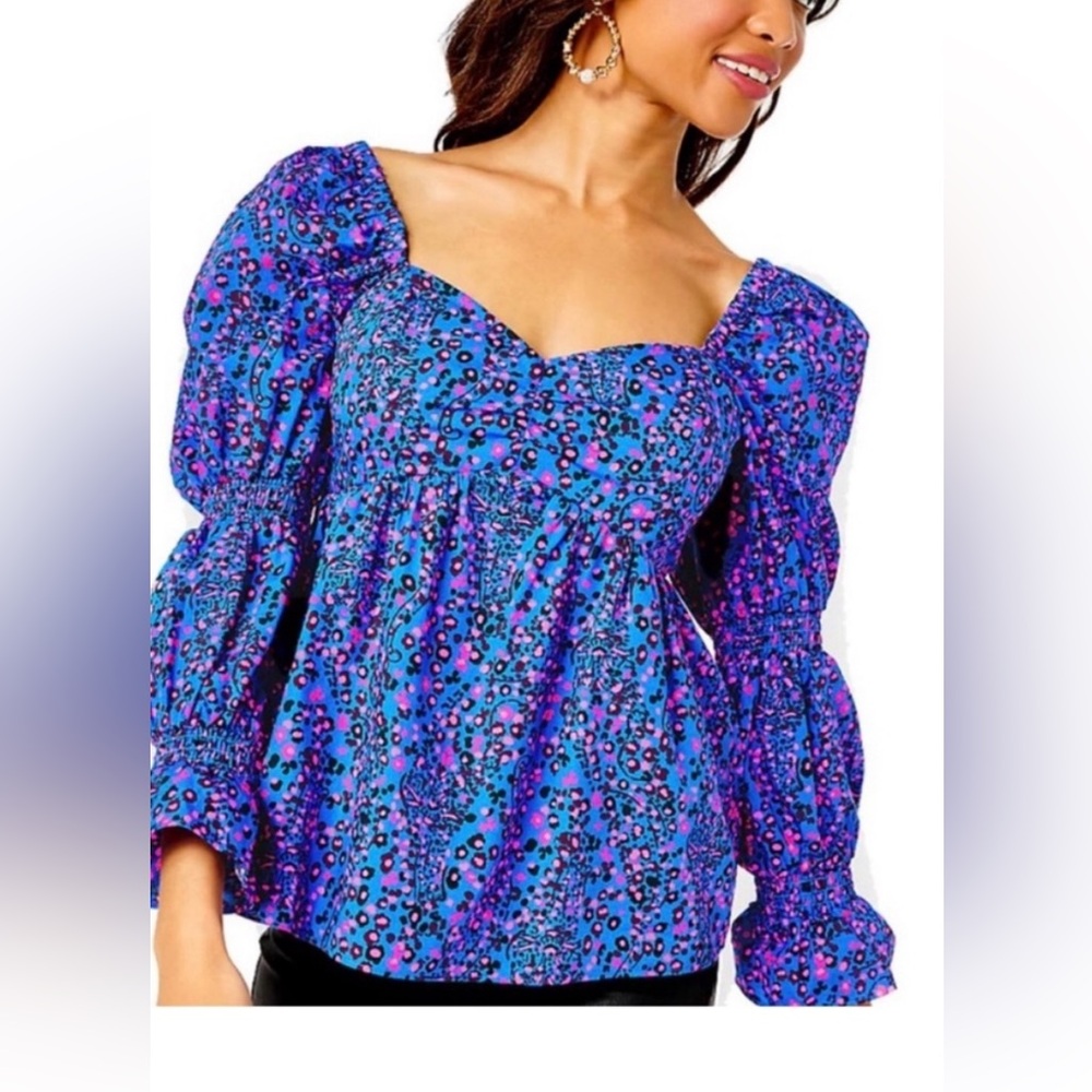 NWT Lilly Pulitzer size 14 Preslee blouse in blue flare